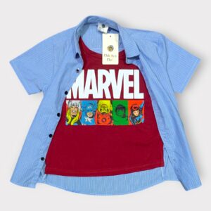 Boys' Red Checkered Shirt & Sonic Tee (2-Piece Set)