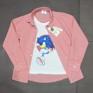 Premium 2-Piece Sonic Edition Set – Gingham Check Shirt & Graphic Tee